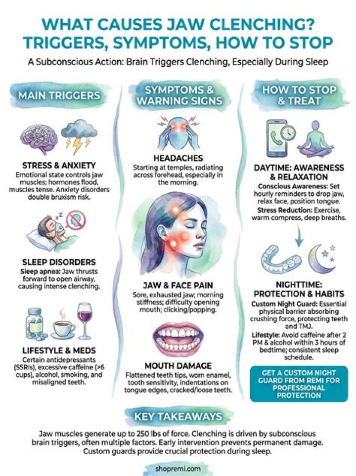 What causes clenching jaw at night?
