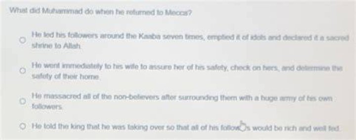 What did Muhammad do when he returned to Mecca?