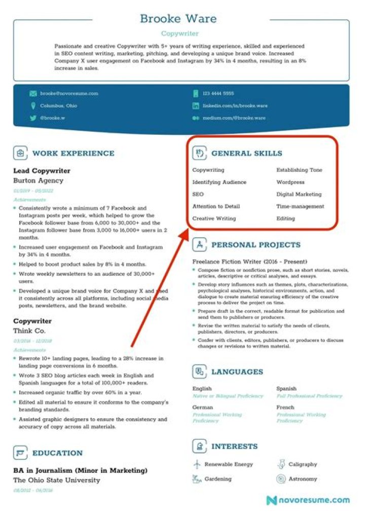 What do you put in the skills section of a resume?