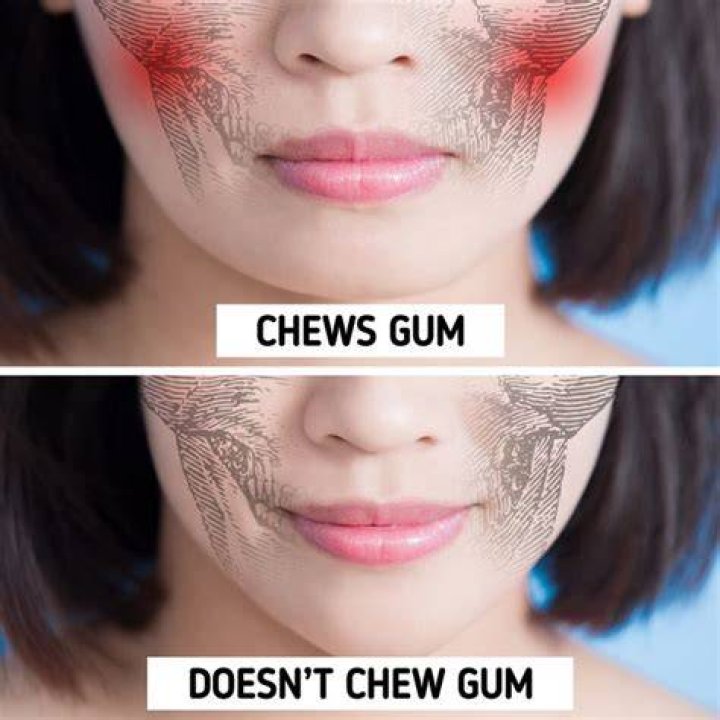 What does chewing gum do to your face?