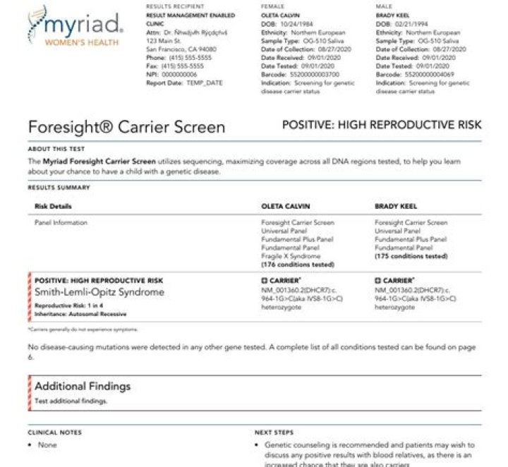 What does the foresight carrier screen test for?