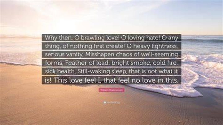 What does the quote O brawling love O loving hate mean?