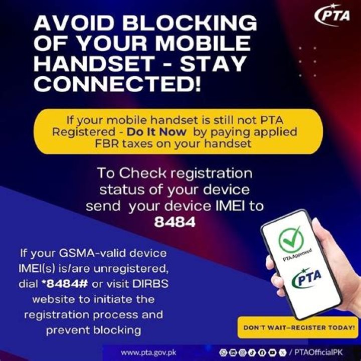 What if mobile is not registered with PTA?