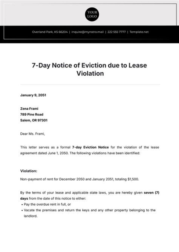 What is a 7 day notice by landlord?