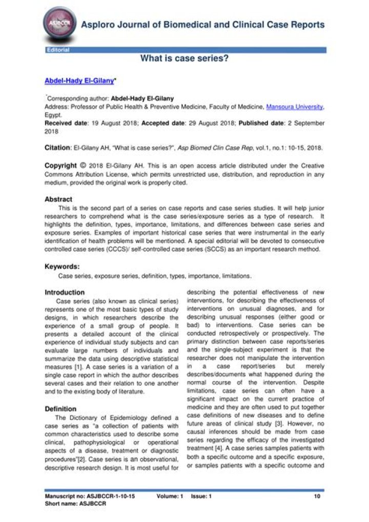 What is a case series in research?