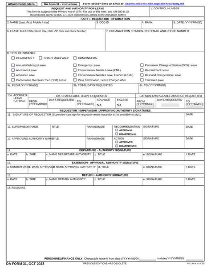 What is a DA Form 31?
