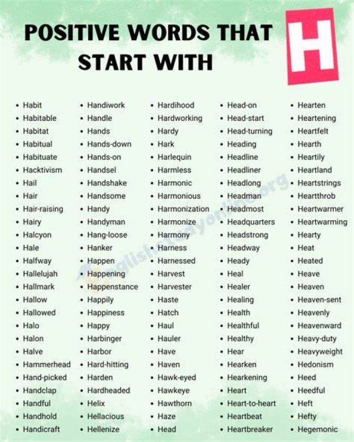 What is a good word for H?
