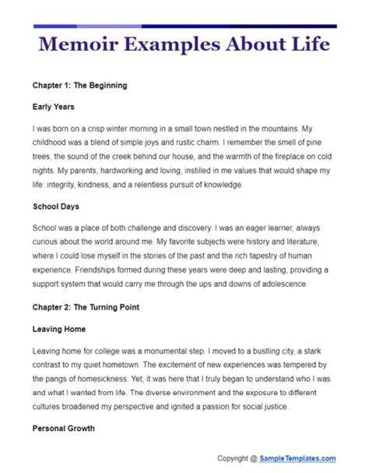 What is a memoir example?