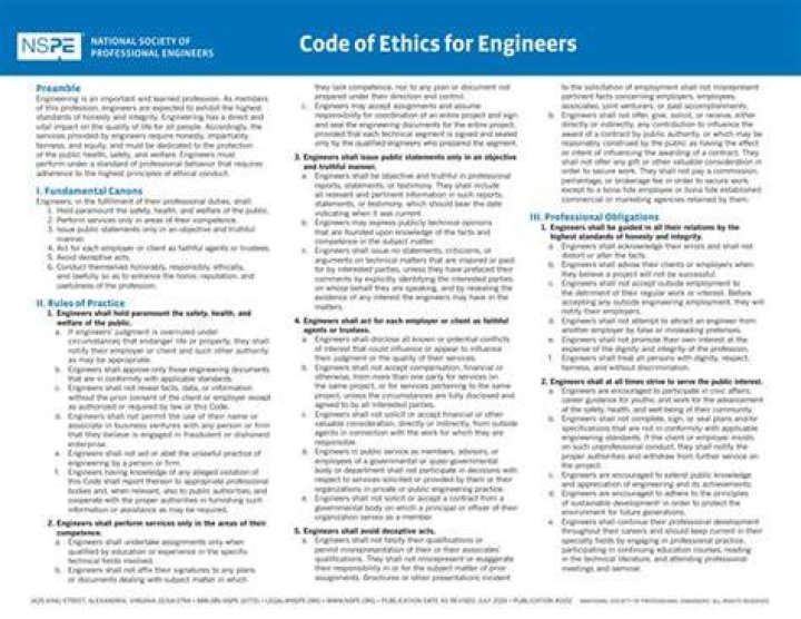 What is an engineer's primary consideration according to the NSPE's code of ethics?