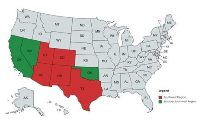 What is considered the southwest region?
