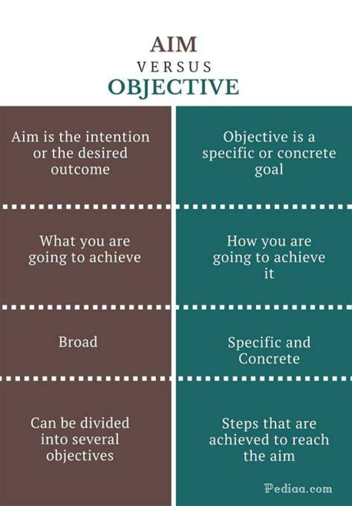 What is difference between AIM goal and objective?