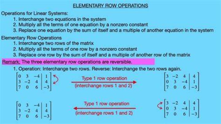 What is elementary row operation in Matrix?