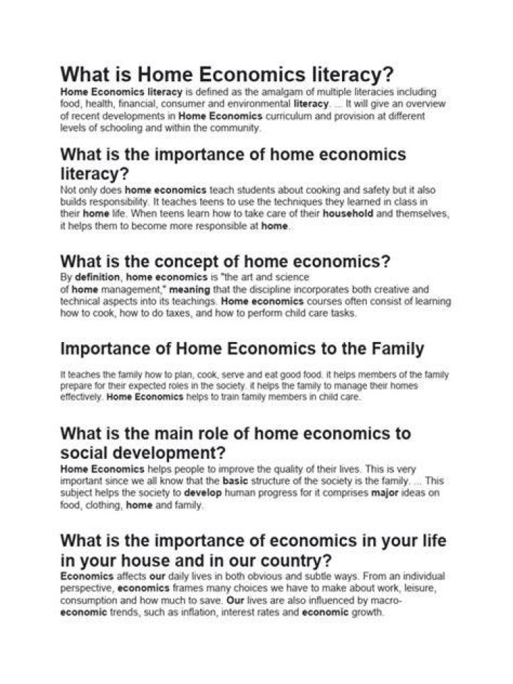 What is Home Economics literacy?