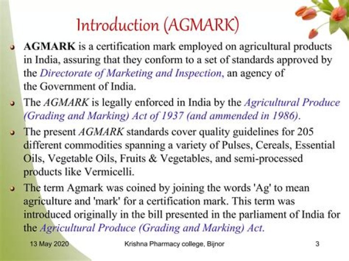 What is mean by agmark?
