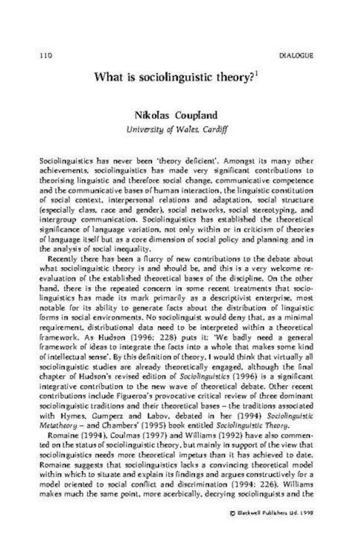 What is sociolinguistic theory?