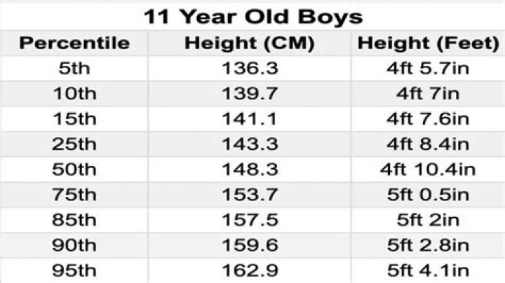 What is the average height for an 11 year old in feet?