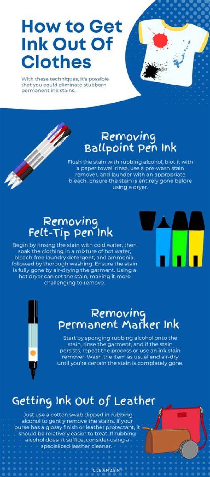What is the best way to remove ink from clothing?