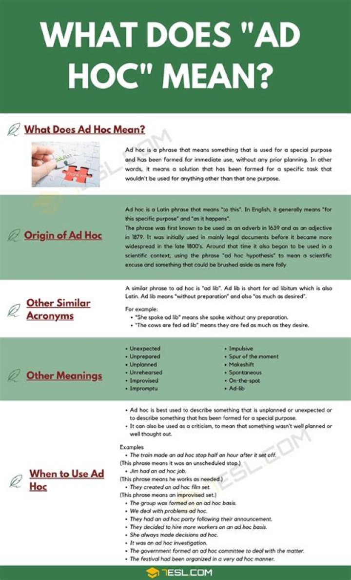 What is the full meaning of ad hoc?