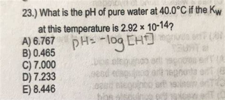 What is the pH of pure water at 40.0 C?