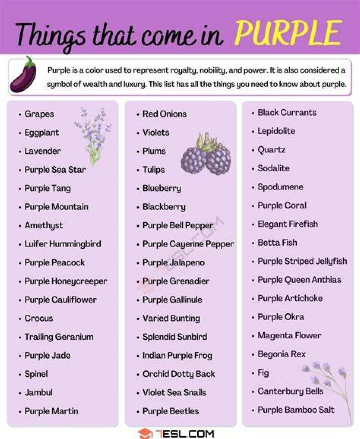 What items are purple?
