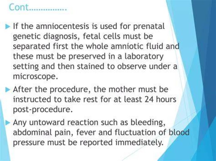 What precautions are taken after the amniocentesis procedure?