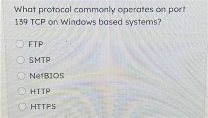 What protocol commonly operates on port 139 TCP on Windows based systems?