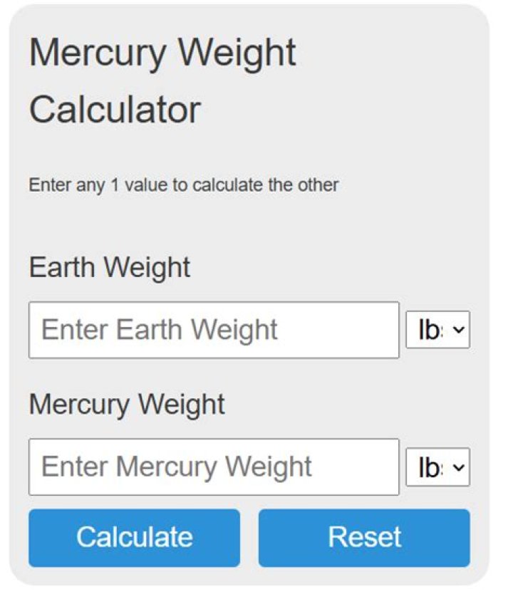 What would a 70 kg person weigh on Mercury?