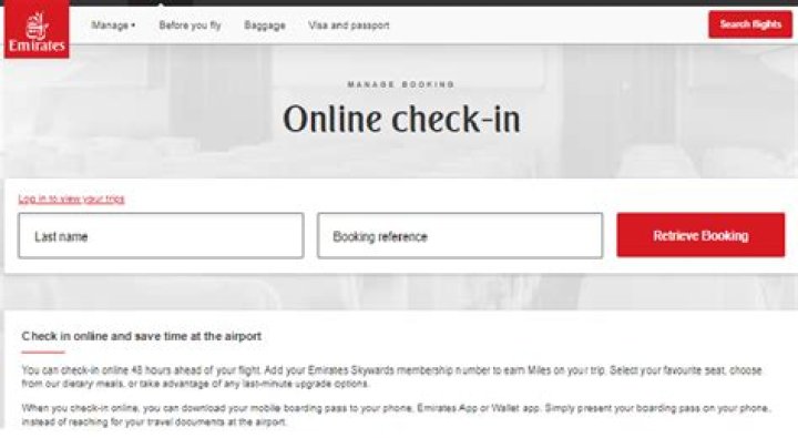 When can I do online check in Emirates?