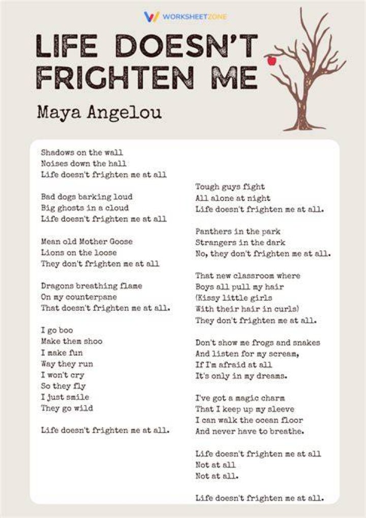 When did Maya Angelou write life doesn't frighten me?