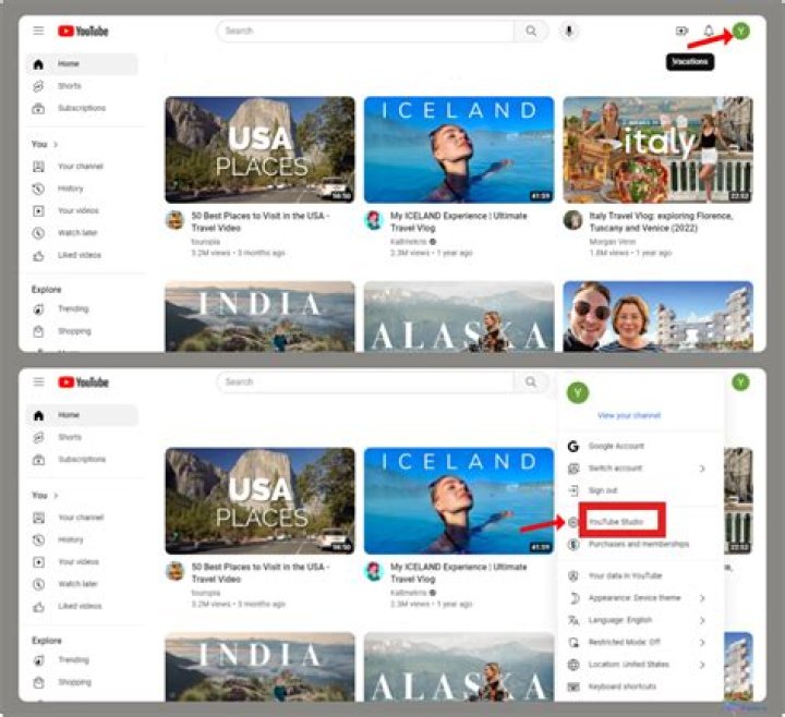 Where is the creator studio on YouTube?