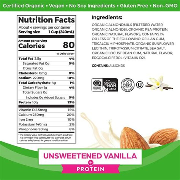 Which almond milk has no sugar?