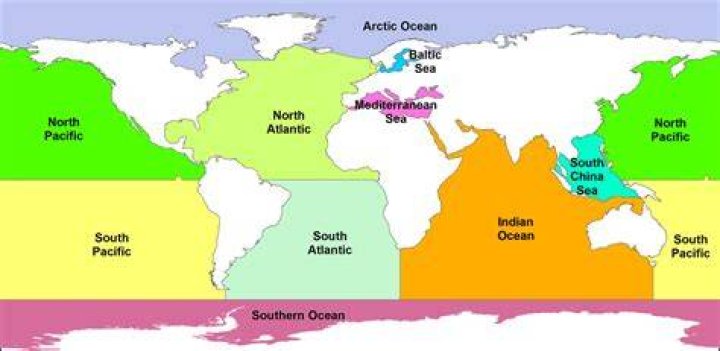 Which five continents have coasts along the Atlantic Ocean?