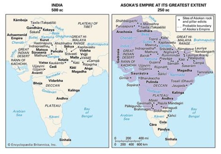 Which Indian states were outside the Empire of Ashoka?