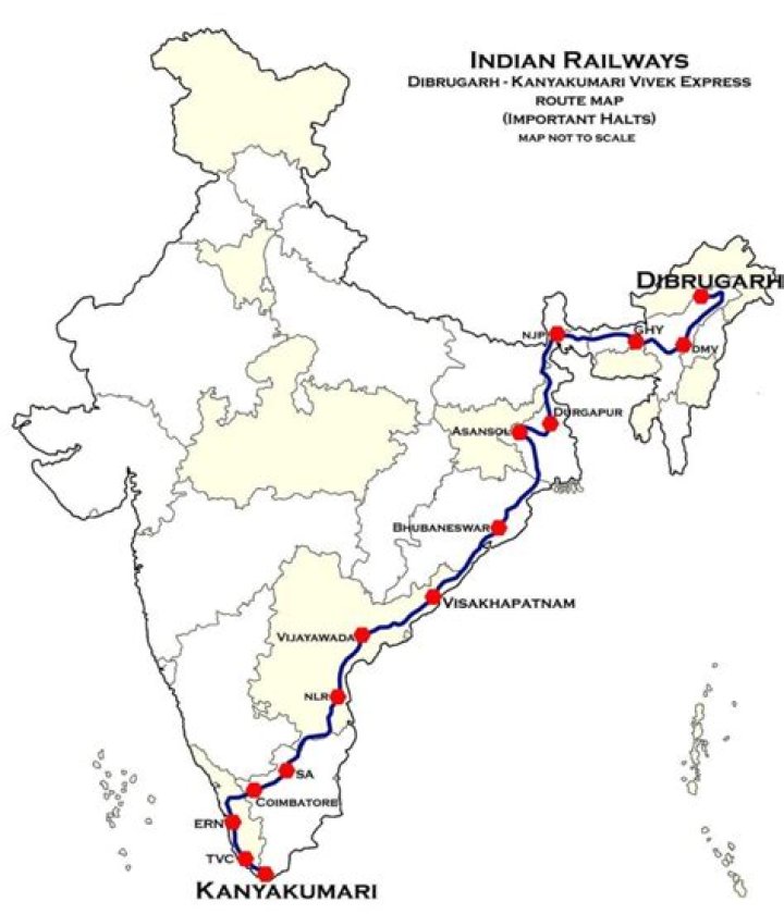 Which train in India has the longest route length?